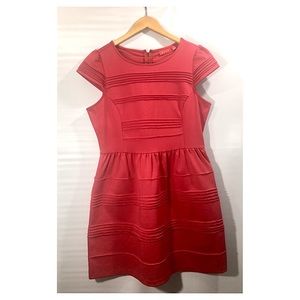 ELLE Red Seamed Texture Fit & Flare Dress